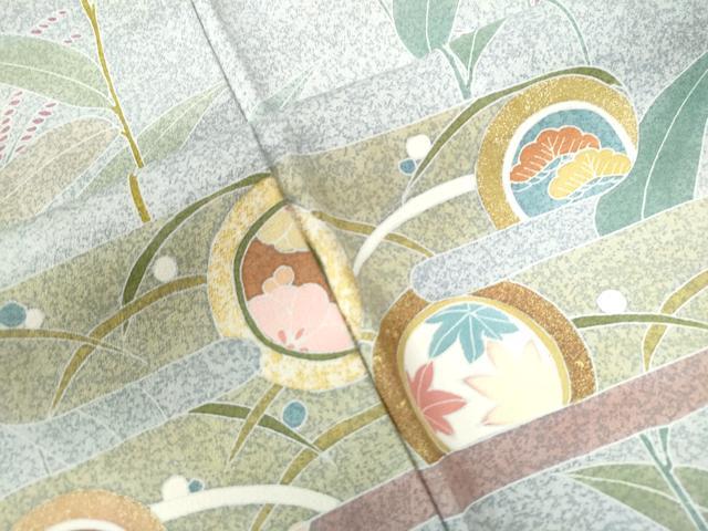 平和屋着物●訪問着 エ霞花蝶丸文 たたき染め 正絹 逸品 CAAU2457yc