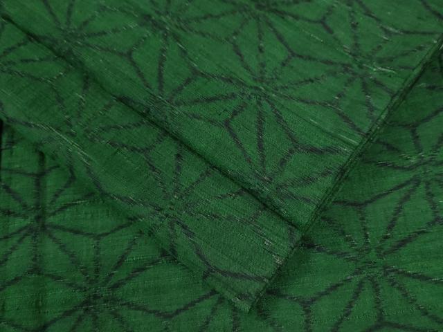 平和屋着物●上質な紬 麻の葉文様 正絹 逸品 CAAU2501yc