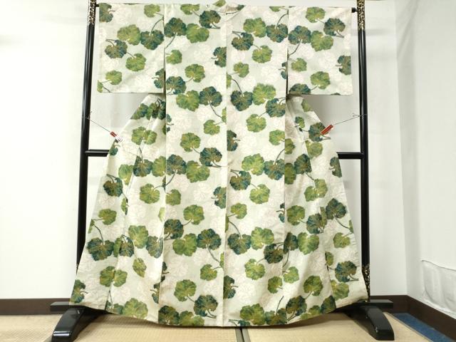 平和屋着物●上質な紬 枝葉文 正絹 逸品 CAAU2580yc