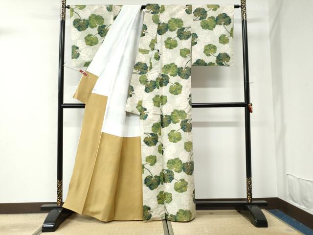 平和屋着物●上質な紬 枝葉文 正絹 逸品 CAAU2580yc