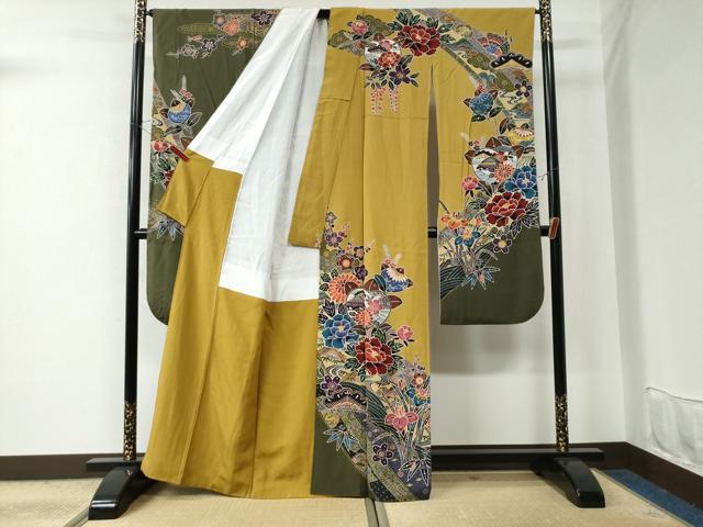 平和屋着物●豪華振袖 紅型 松竹梅花文 正絹 逸品 CAAU2605yc