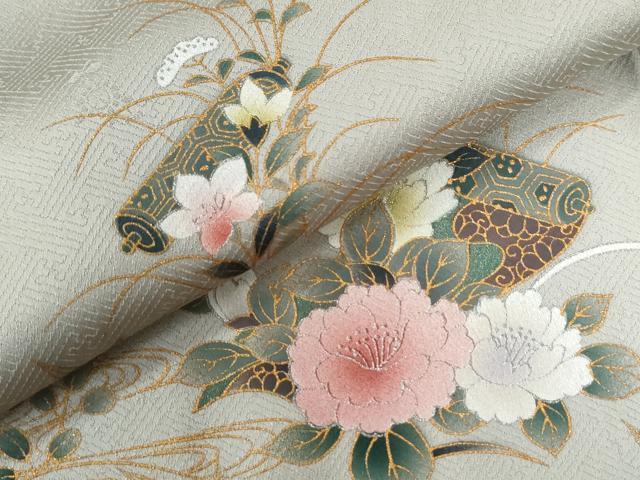 平和屋着物●訪問着 立波草花絵巻文 金彩 正絹 逸品 CAAU2642yc