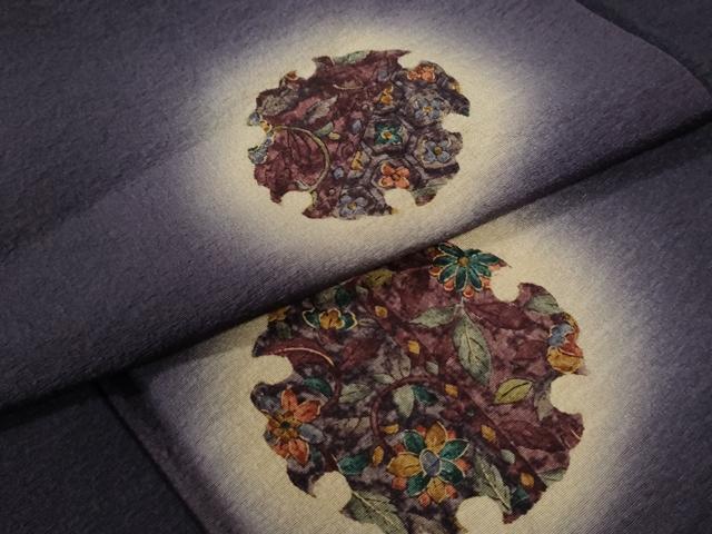 平和屋着物●上質な小紋 雪輪更紗花唐草文 蛍暈し 正絹 逸品 未使用 CAAU2655yc