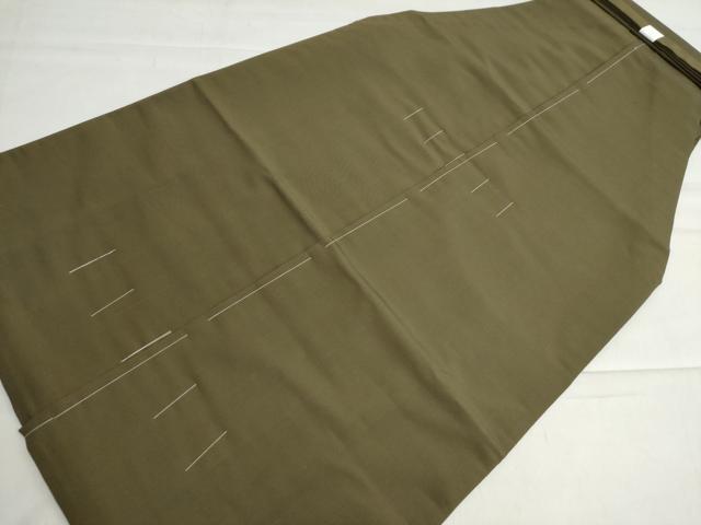 平和屋着物●男性 馬乗り袴 茶席 訪問袴 寿峯作 福寿織 色無地 国防色 反端付き 正絹 逸品 未使用 CAAU2661yc