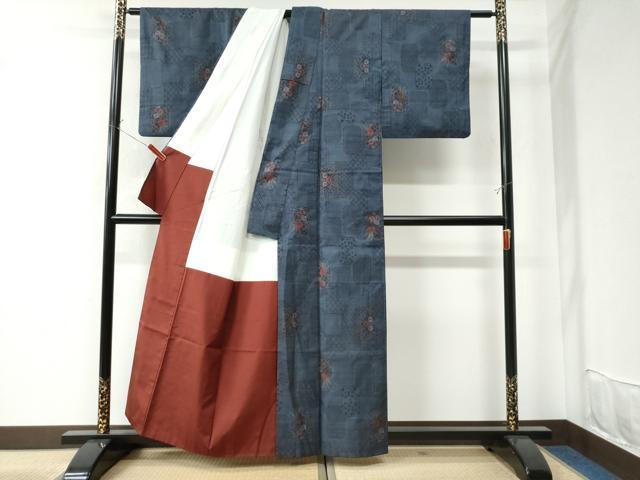 平和屋着物●本場大島紬 9マルキ 吉祥花文 正絹 逸品 CAAU2685yc