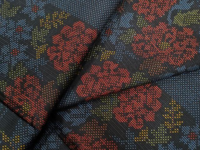 平和屋着物●本場大島紬 7マルキ 草花文 正絹 逸品 未使用 CAAU2686yc