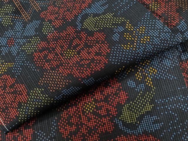 平和屋着物●本場大島紬 7マルキ 草花文 正絹 逸品 未使用 CAAU2686yc