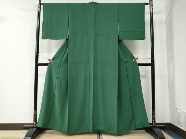 平和屋着物●上質な色無地 深緑色 正絹 逸品 CAAU2735yc