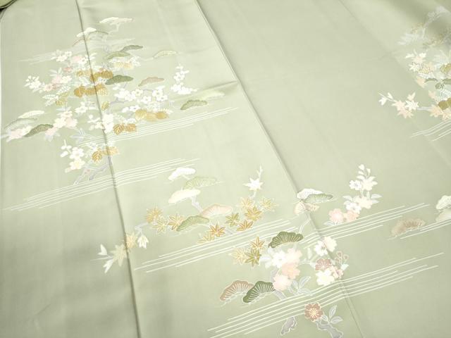 平和屋着物●創業460年・千總 訪問着 駒刺繍 霞松梅花文 金彩 松坂屋扱い 正絹 逸品 CAAU2809yc