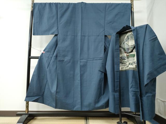 平和屋着物●男性 紬 アンサンブル 100亀甲 正絹 逸品 CAAU2838yc