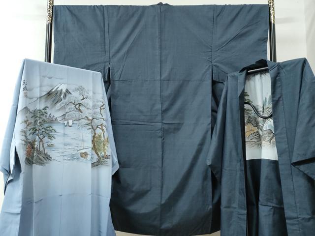 平和屋着物●男性 本場大島紬 アンサンブル・長襦袢セット 100亀甲 総詰め 正絹 逸品 CAAU2839yc