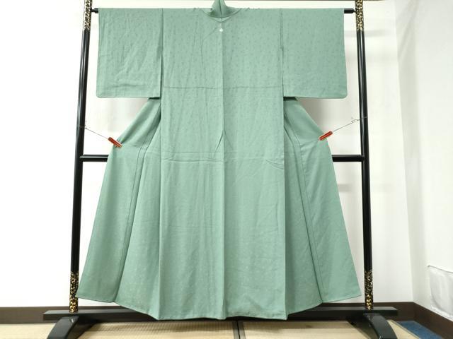平和屋着物●上質な色無地 花唐草地紋 薄青色 正絹 逸品 CAAU2850yc
