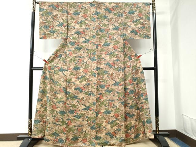 平和屋着物●上質な小紋 草花文 正絹 逸品 CAAU2887yc