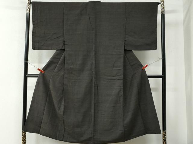 平和屋着物●男性 紬 80亀甲 黒地 正絹 逸品 CAAU2892yc