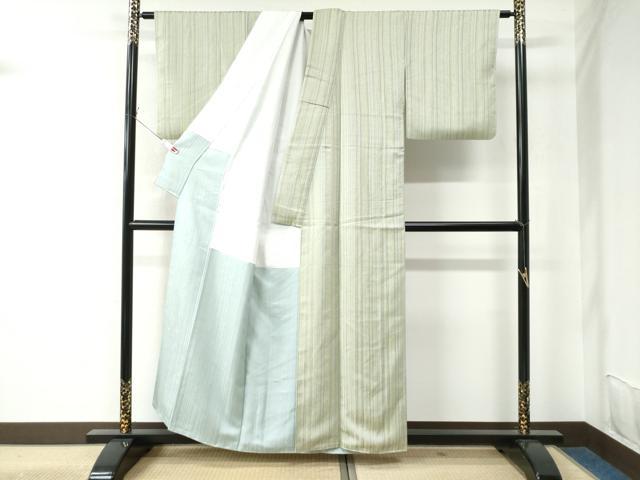 平和屋着物●極上 お召 縞 黄金糸 正絹 逸品 CAAU2935yc