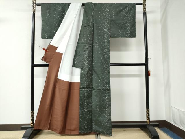 平和屋着物●本場染大島紬 舞葉文 正絹 逸品 CAAU2946yc