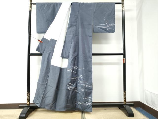 平和屋着物●訪問着 本場染大島紬 立波文 正絹 逸品 CAAU2983yc