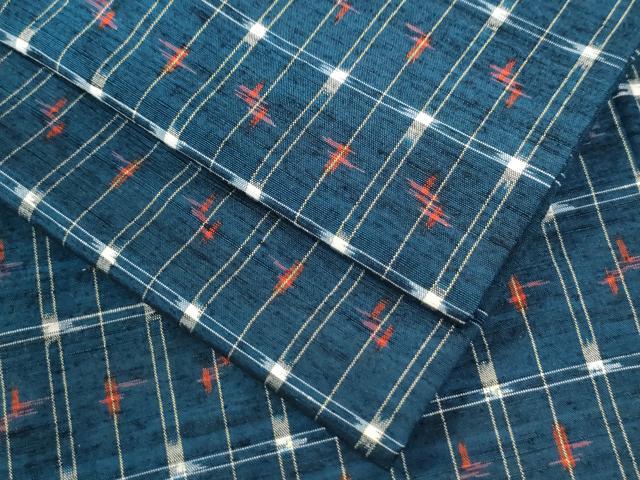 平和屋着物●上質な紬 格子吉祥文 正絹 逸品 CAAU3000yc
