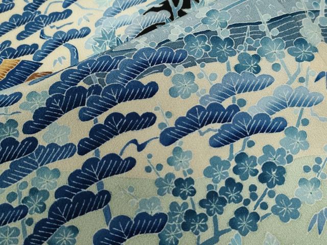 平和屋着物●本加賀友禅作家 奥原一就 黒留袖 流水松竹梅風景花文 正絹 逸品 CAAU3035yc