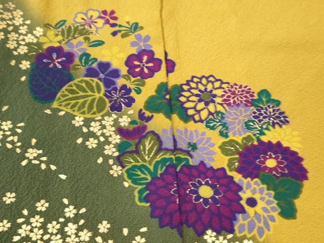 平和屋着物●豪華振袖 草花丸文 金彩 仮絵羽 逸品 未使用 CAAU3051yc