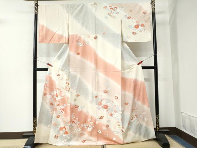 平和屋着物●訪問着 刺繍 花筏文 暈し染め 金彩 正絹 逸品 CAAU3182yc