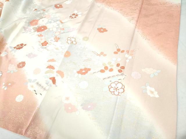 平和屋着物●訪問着 刺繍 花筏文 暈し染め 金彩 正絹 逸品 CAAU3182yc