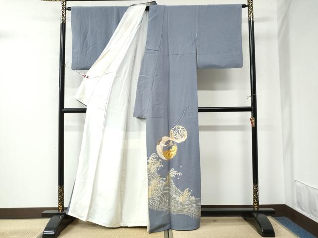 平和屋着物●豪華色留袖 駒刺繍 立波文 鶴 蓑亀 金銀彩 正絹 逸品 CAAU3188yc