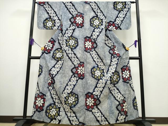 平和屋着物∴夏物 浴衣 有松鳴海絞り 吉祥花文 綿 逸品 CAAU3435ng
