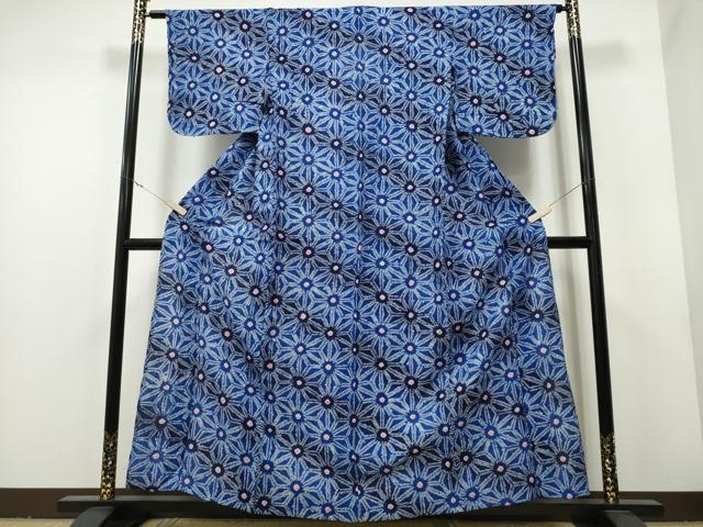 平和屋着物∴夏物 浴衣 有松鳴海絞り 麻の葉文様 綿 逸品 CABK5462ng