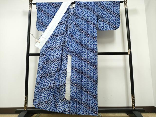 平和屋着物∴夏物 浴衣 有松鳴海絞り 麻の葉文様 綿 逸品 CABK5462ng