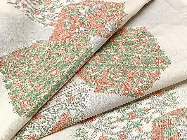 平和屋着物▽上質な紬 単衣 切嵌洋花文 正絹 逸品 CAAU3792xi