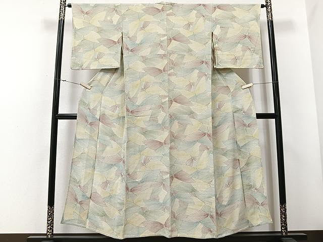 平和屋着物▽上質な小紋 単衣 舞蝶文 正絹 逸品 CAAU3795xi