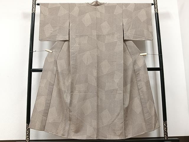 平和屋着物▽上質な小紋 単衣 切嵌麻の葉文 正絹 逸品 CAAU3803xi