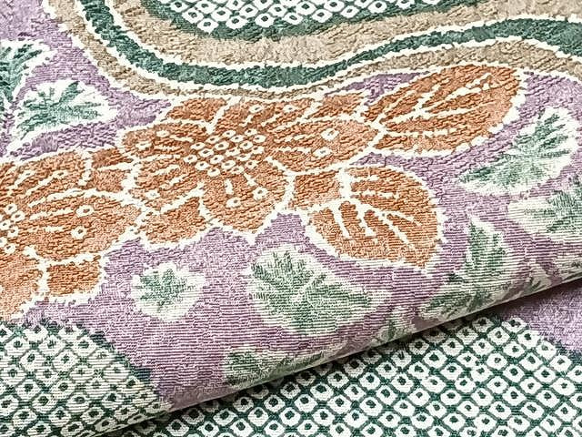 平和屋着物▽上質な小紋 単衣 道長花文 正絹 逸品 CAAU3807xi