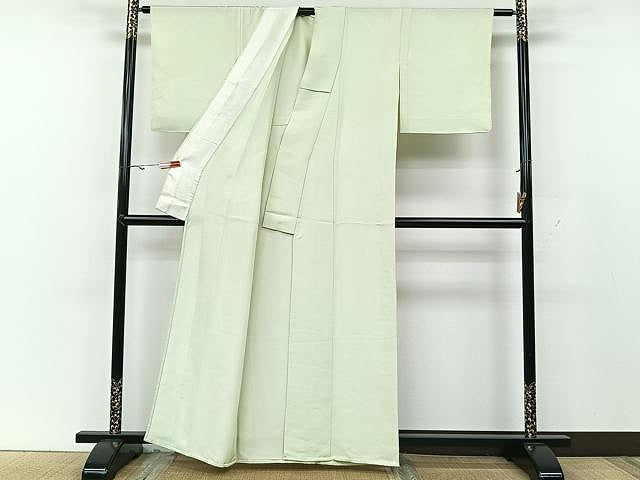 平和屋着物▽上質な色無地 単衣 松葉地紋 裏葉柳色 正絹 逸品 CAAU3812xi