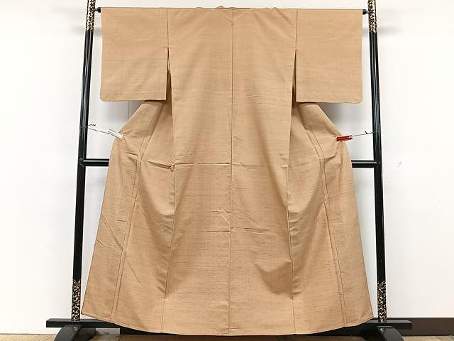 平和屋着物▽上質な紬 単衣 伽羅色 正絹 逸品 CAAU3821xi