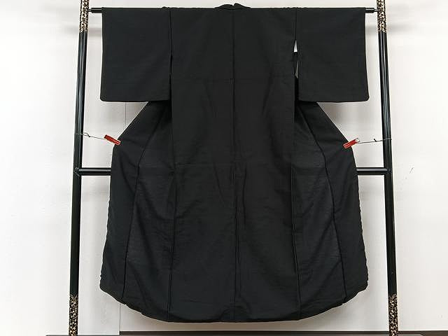 平和屋着物▽上質な色無地 単衣 濡羽色 洗える着物 CAAU3822xi