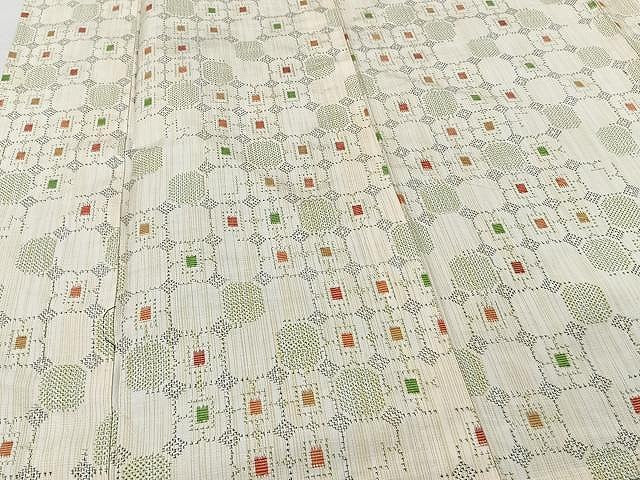 平和屋着物▽上質な紬 単衣 格子 正絹 逸品 CAAU3825xi