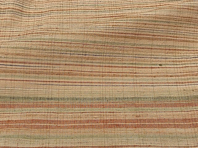平和屋着物▽上質な紬 単衣 横段文 正絹 逸品 CAAU3826xi
