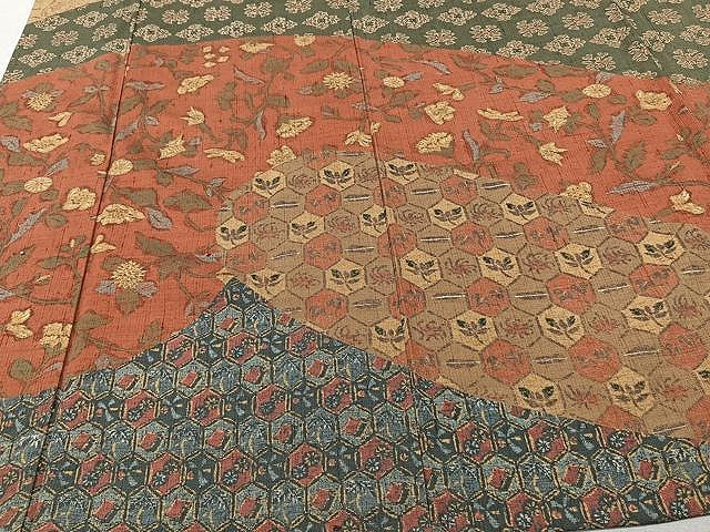 平和屋着物▽訪問着 単衣 紬地 更紗花文 ますいわ屋扱い 正絹 逸品 CAAU3827xi