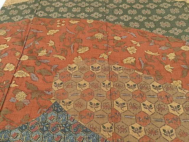 平和屋着物▽訪問着 単衣 紬地 更紗花文 ますいわ屋扱い 正絹 逸品 CAAU3827xi