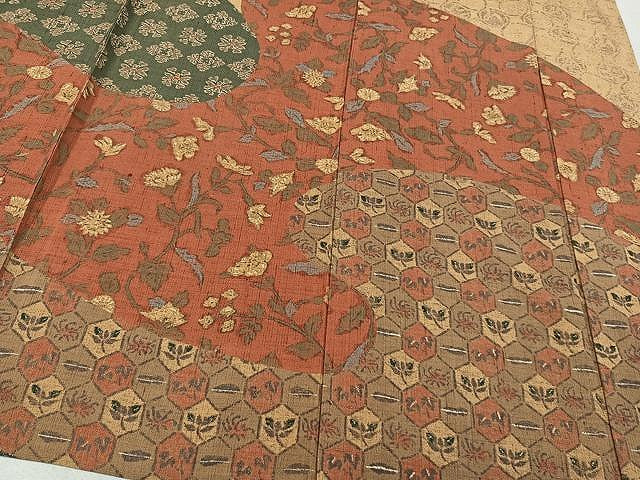 平和屋着物▽訪問着 単衣 紬地 更紗花文 ますいわ屋扱い 正絹 逸品 CAAU3827xi