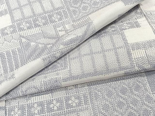 平和屋着物▽上質な紬 単衣 色紙吉祥文 正絹 逸品 CAAU3828xi