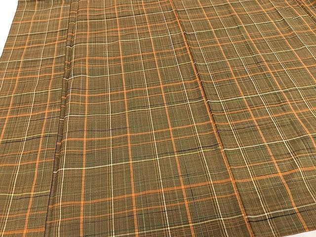平和屋着物▽上質な紬 単衣 格子柄 正絹 逸品 CAAU3854xi