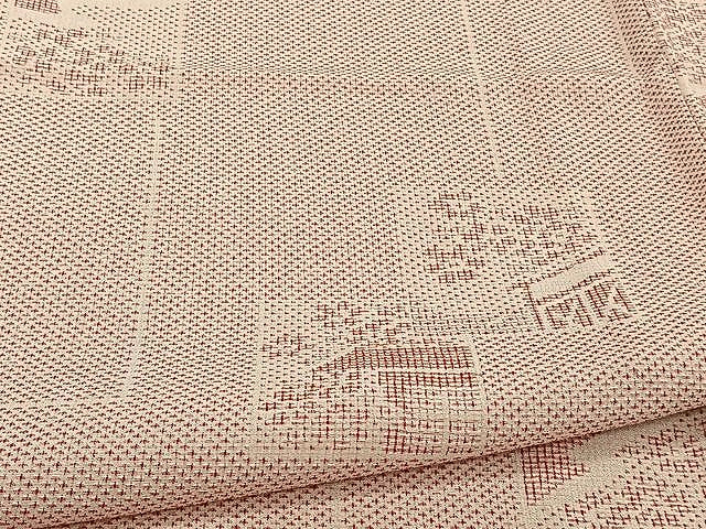 平和屋着物▽本塩沢 単衣 色紙吉祥文 正絹 逸品 CAAU3855xi