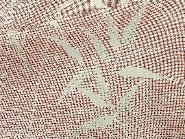 平和屋着物▽上質な紬 単衣 笹竹文 正絹 逸品 CAAU3856xi