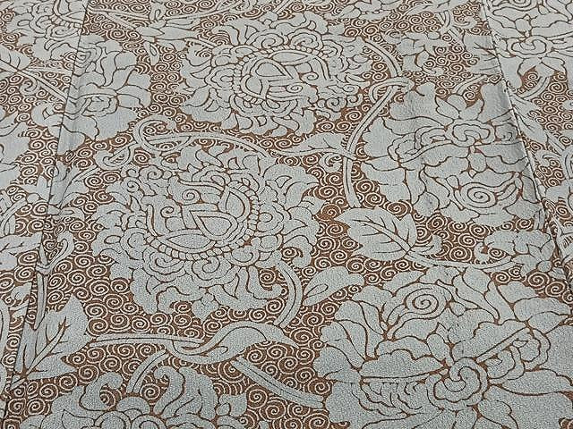 平和屋着物▽上質な小紋 単衣 花唐草文 正絹 逸品 CAAU3864xi