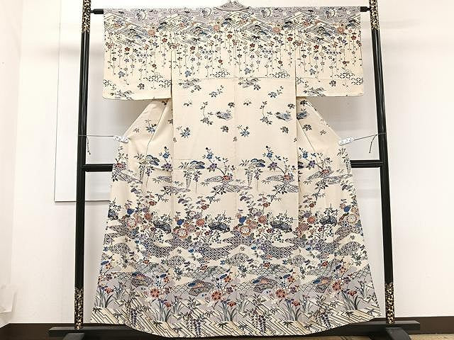 平和屋着物▽訪問着 単衣 草花吉祥文 金彩 正絹 逸品 CAAU3868xi
