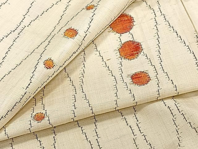 平和屋着物▽上質な紬 単衣 立涌丸文 正絹 逸品 CAAU3873xi