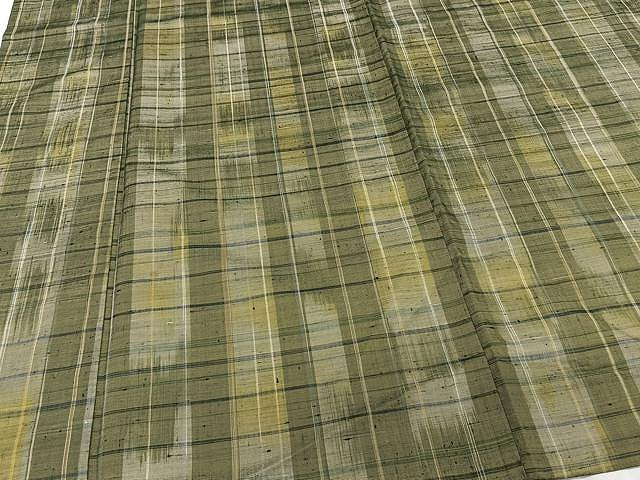 平和屋着物▽上質な紬 単衣 格子柄 正絹 逸品 CAAU3877xi